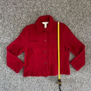 Jones New York 100% Merino Wool Deep Red Blazer with pockets size XL Women